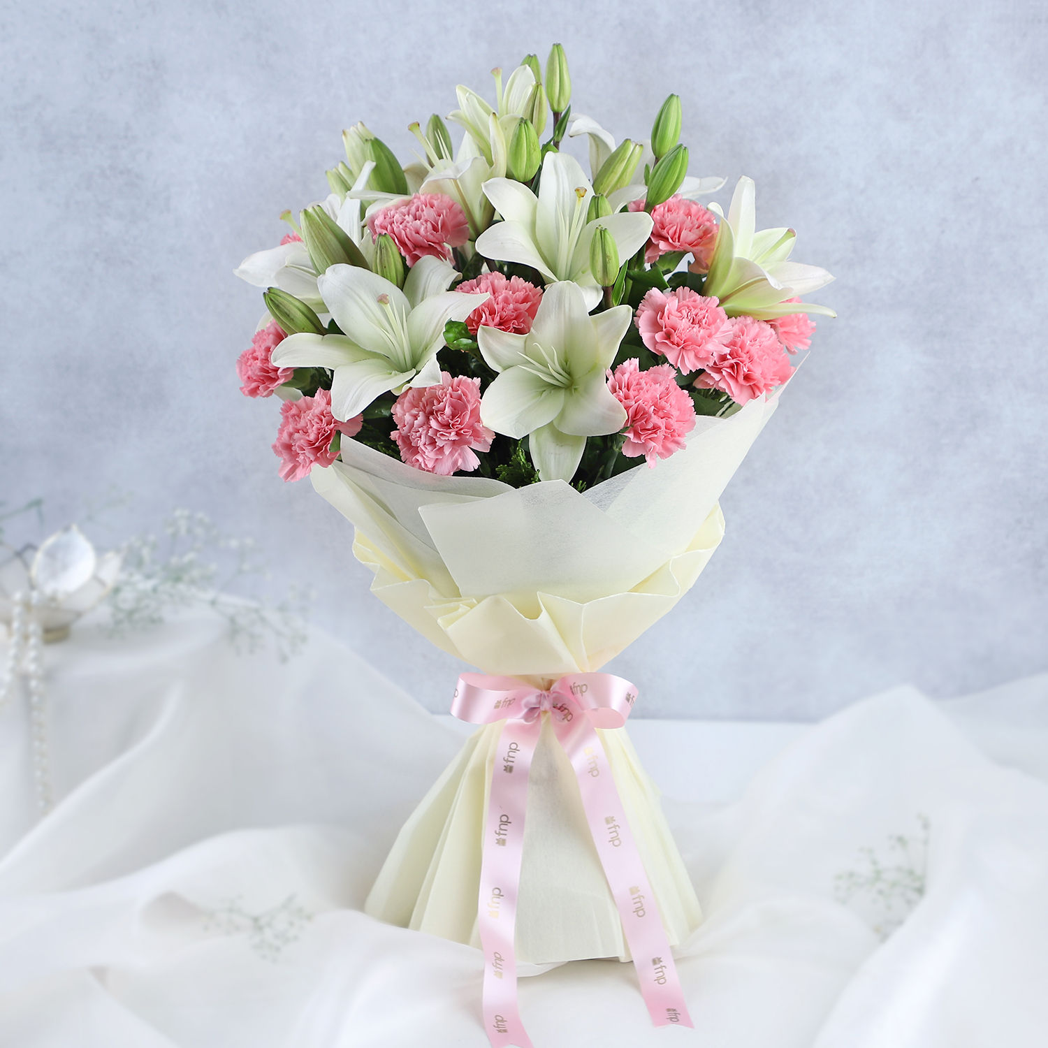 Buy/Send Asiatic Lilies & Carnations Mixed Bouquet Online Ferns N Petals