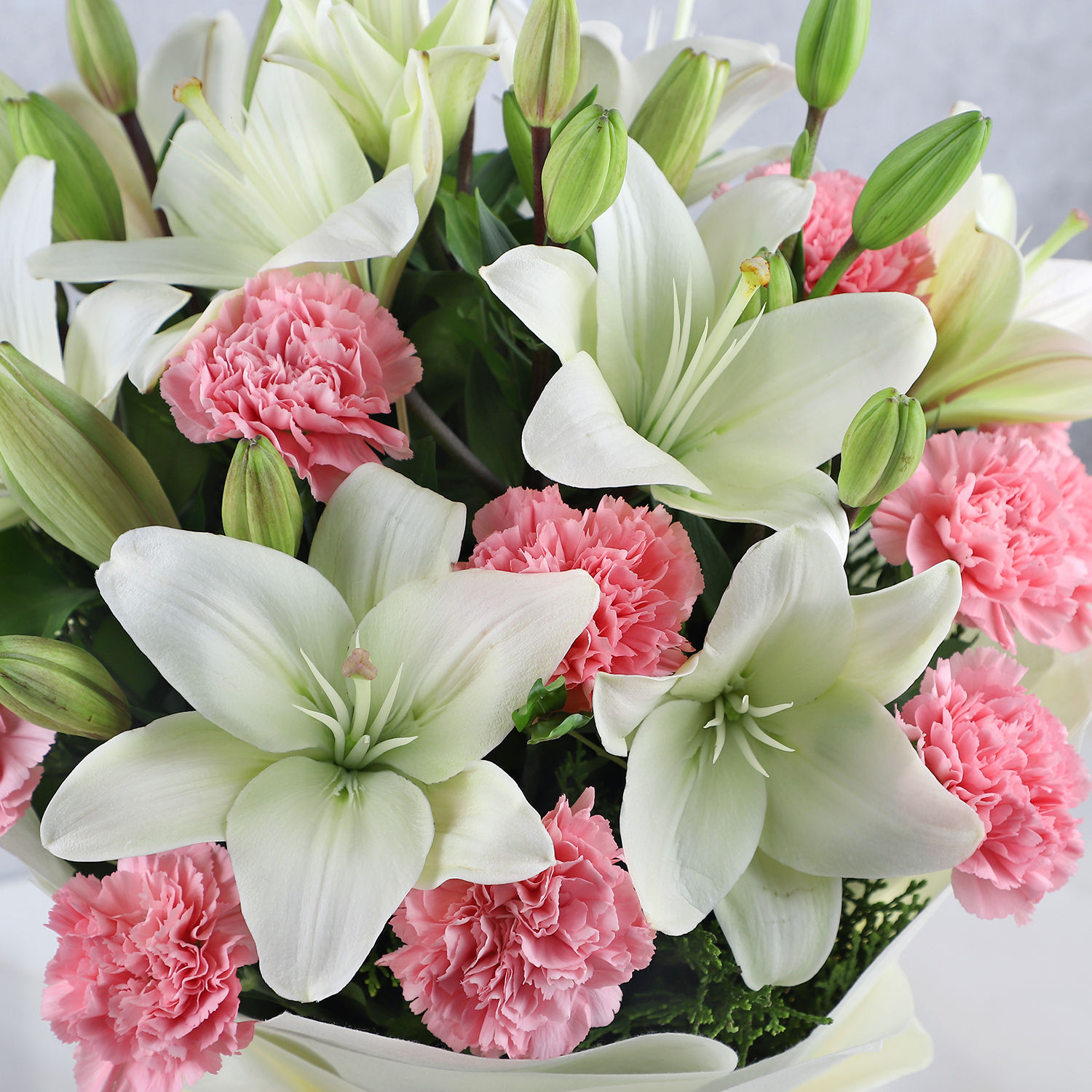 Buy Send Asiatic Lilies Carnations Mixed Bouquet Online Ferns N Petals