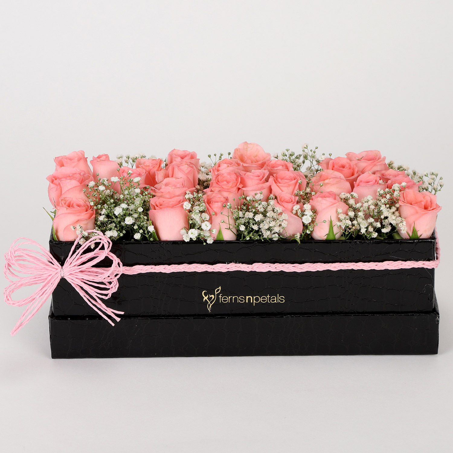 Buy/Send Delicate Pink Roses Box Arrangement Online Ferns N Petals