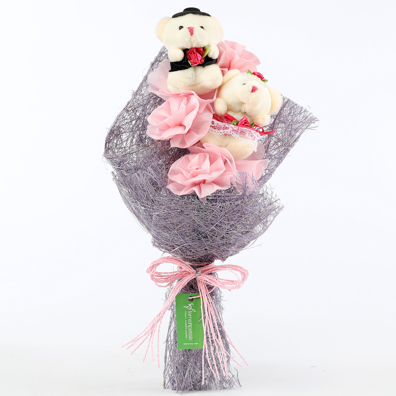 bouquet of flowers with teddy bear