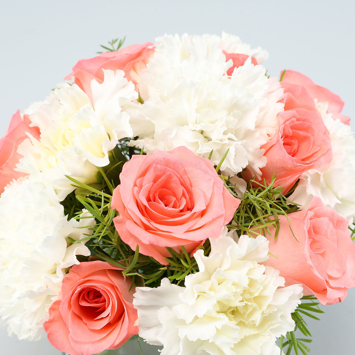 Buy/Send Pink Roses & White Carnations Vase Online Ferns N Petals