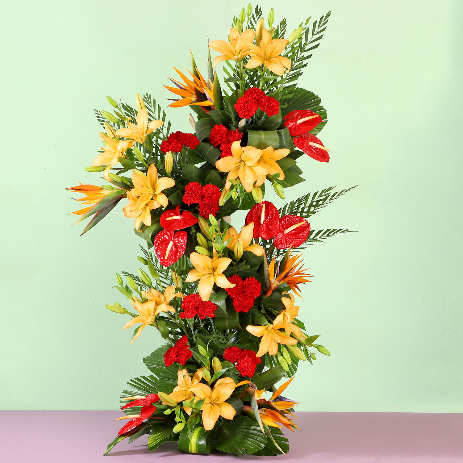 Buy/Send Red Orange Flowers Arrangement Online- Ferns N Petals