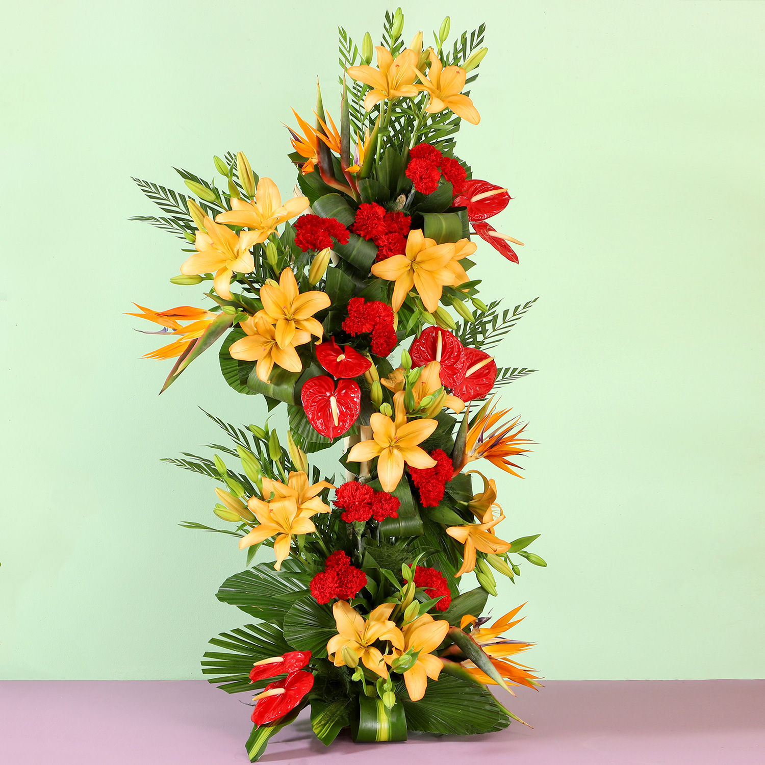 Buy/Send Red Orange Flowers Arrangement Online Ferns N Petals