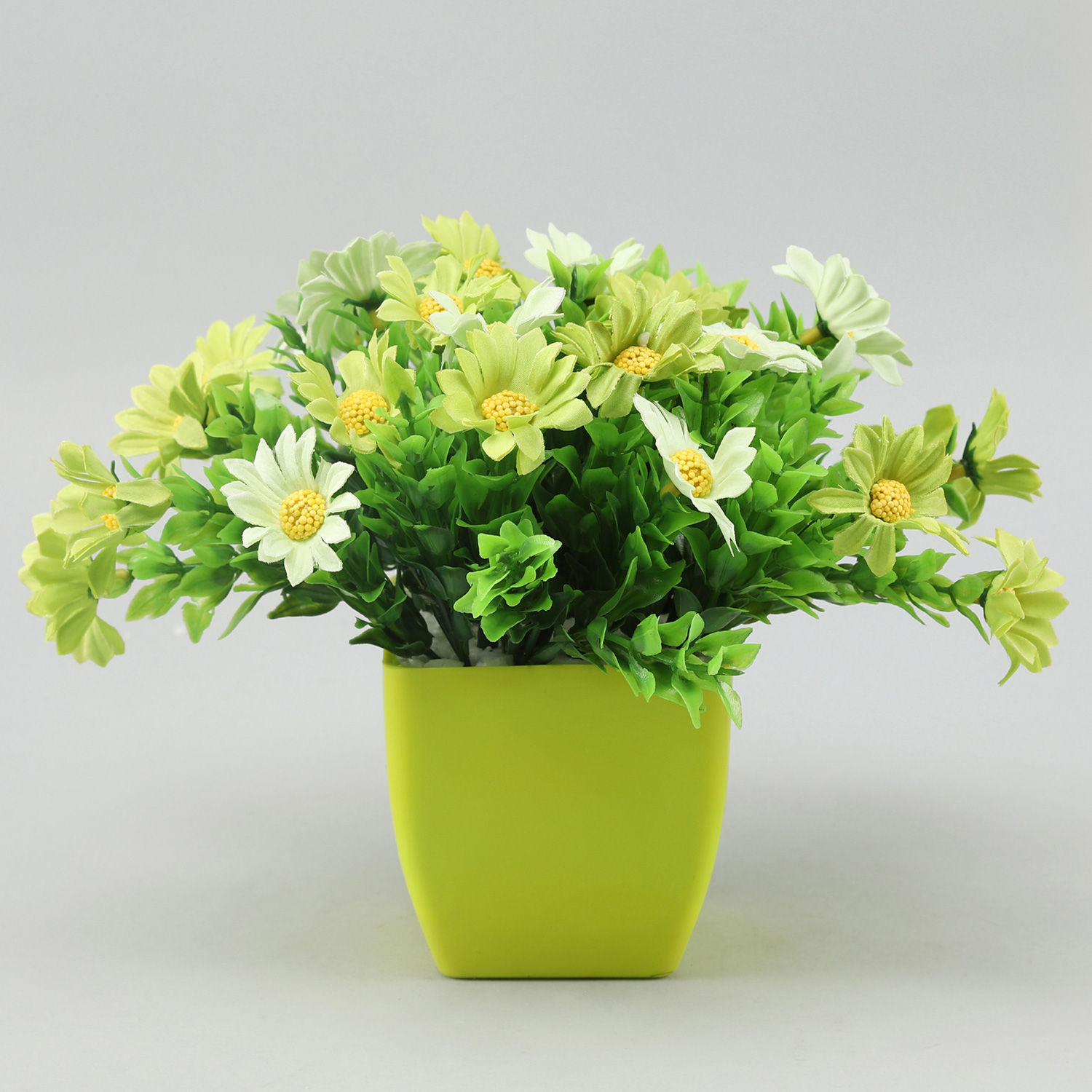 Buy/Send Artificial Wild Green Daisies In Yellow Pot Online- Ferns N Petals