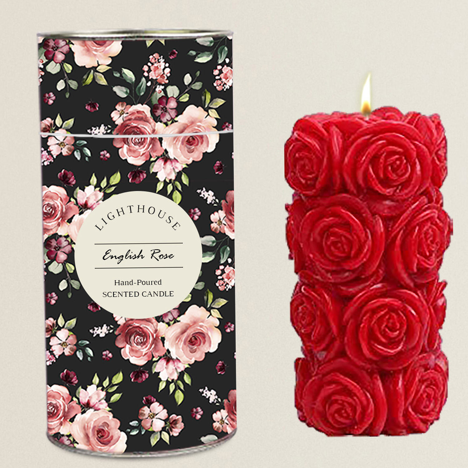 Buy/Send Rose Carved Pillar Scented Candle Online Ferns N Petals
