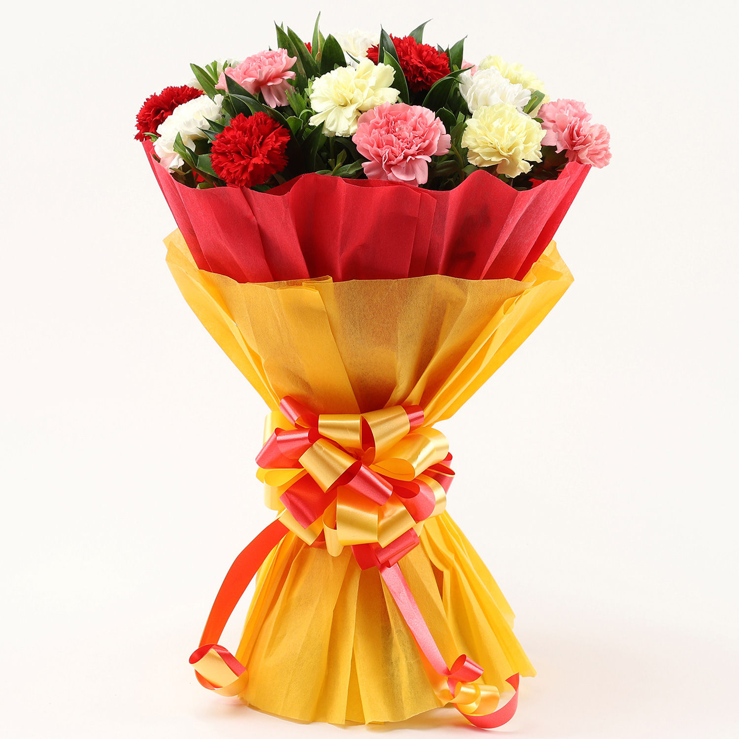 Buy/Send 15 Mixed Carnations Bouquet Medium Online Ferns N Petals