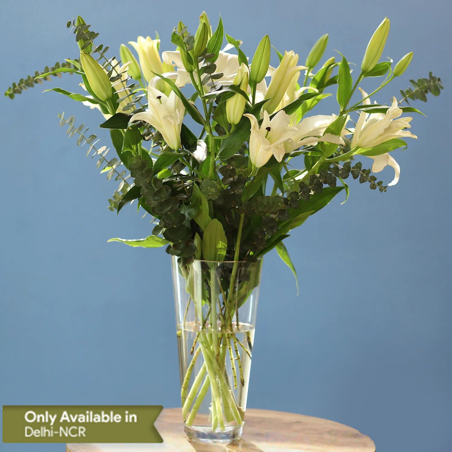 Buy/Send White Oriental Lilies In Vase Online- Ferns N Petals