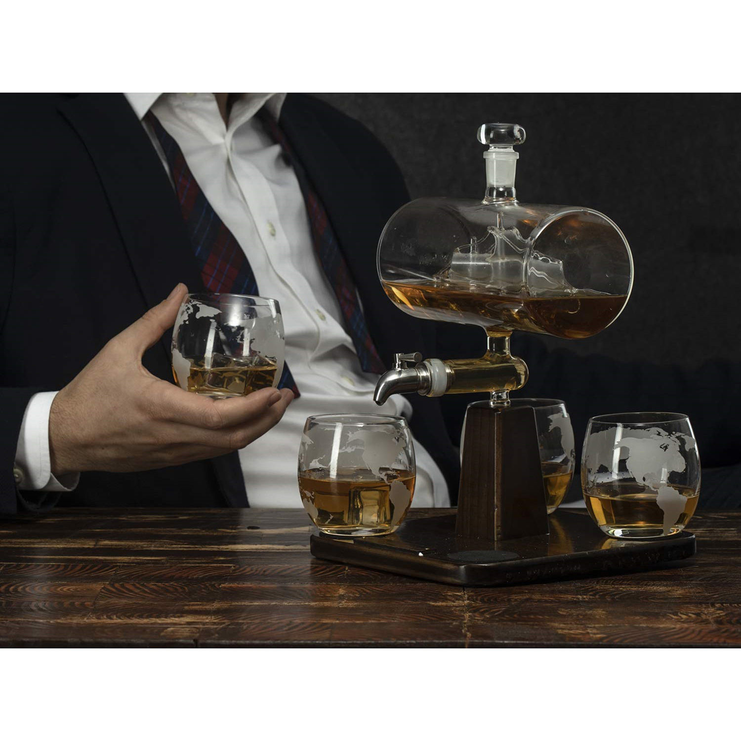 Buy/Send Sailing Ship Whiskey Decanter Set With 4 Globe Glasses Online ...