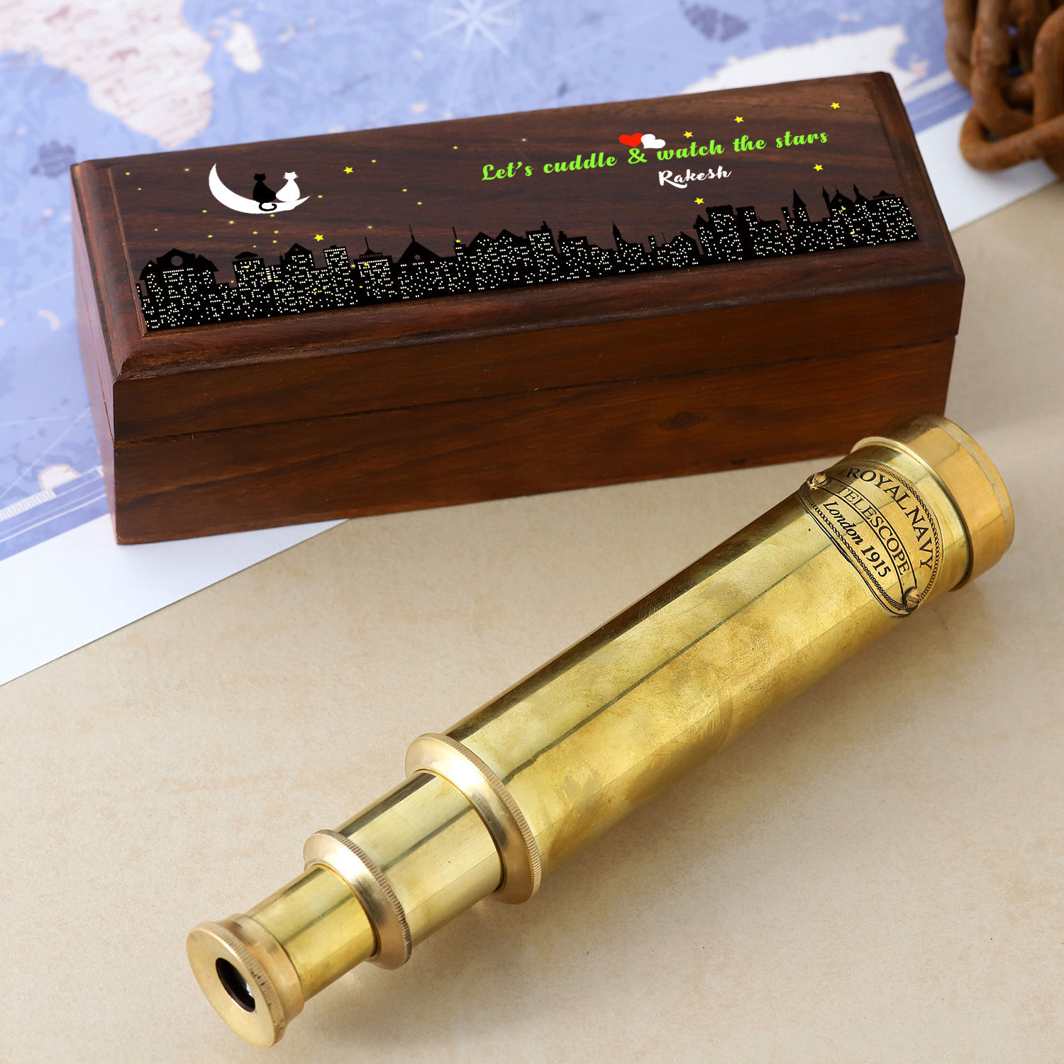Buy/Send Premium Telescope With Personalised Wooden Box Online Ferns N Petals